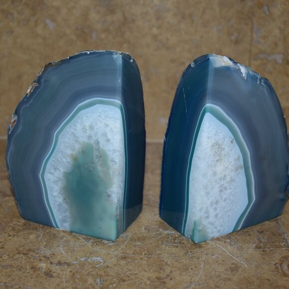 Vintage beautiful Agate Geode Quartz Crystal Rock Stone Rock Open book end - Picture 7 of 14